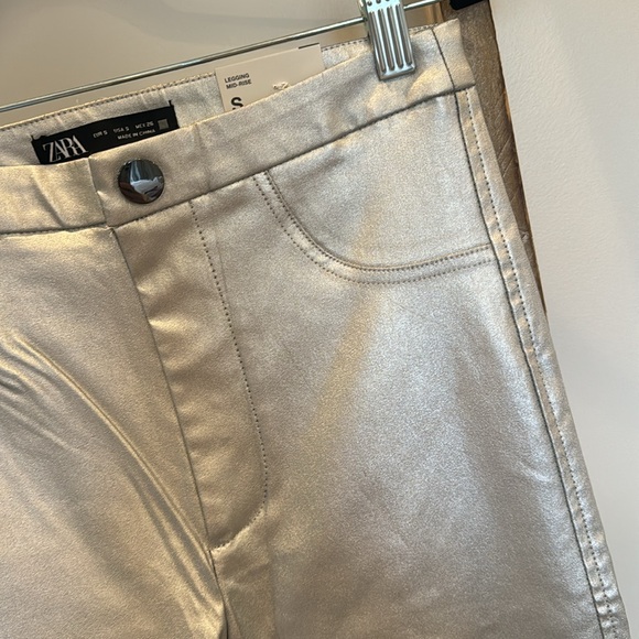 Zara Silver Mid-Rise Legging Small NWT - Picture 7 of 9